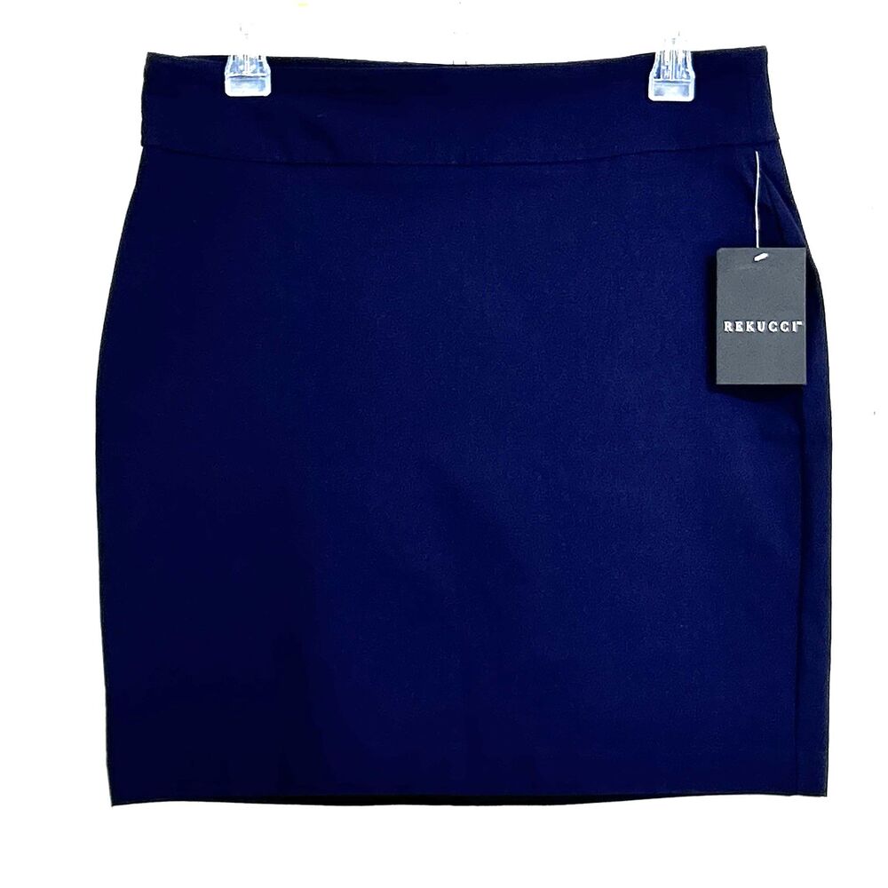 Rekucci Navy Blue Pull-On Mini Skirt Size Medium Elastic Waist New Skirt
